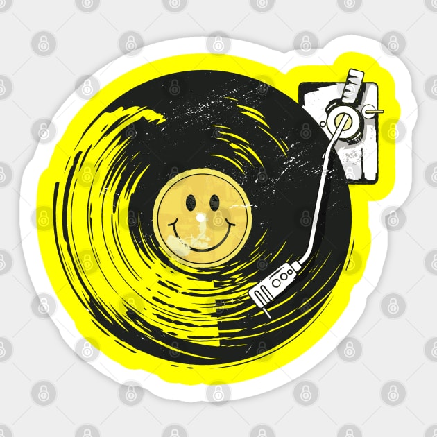 Happy Hardcore Vinyl Record Deck Acid House Ravers Sticker by RuftupDesigns